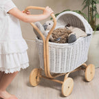 Handcrafted - Colette Doll Stroller (White) - Rattan Wicker