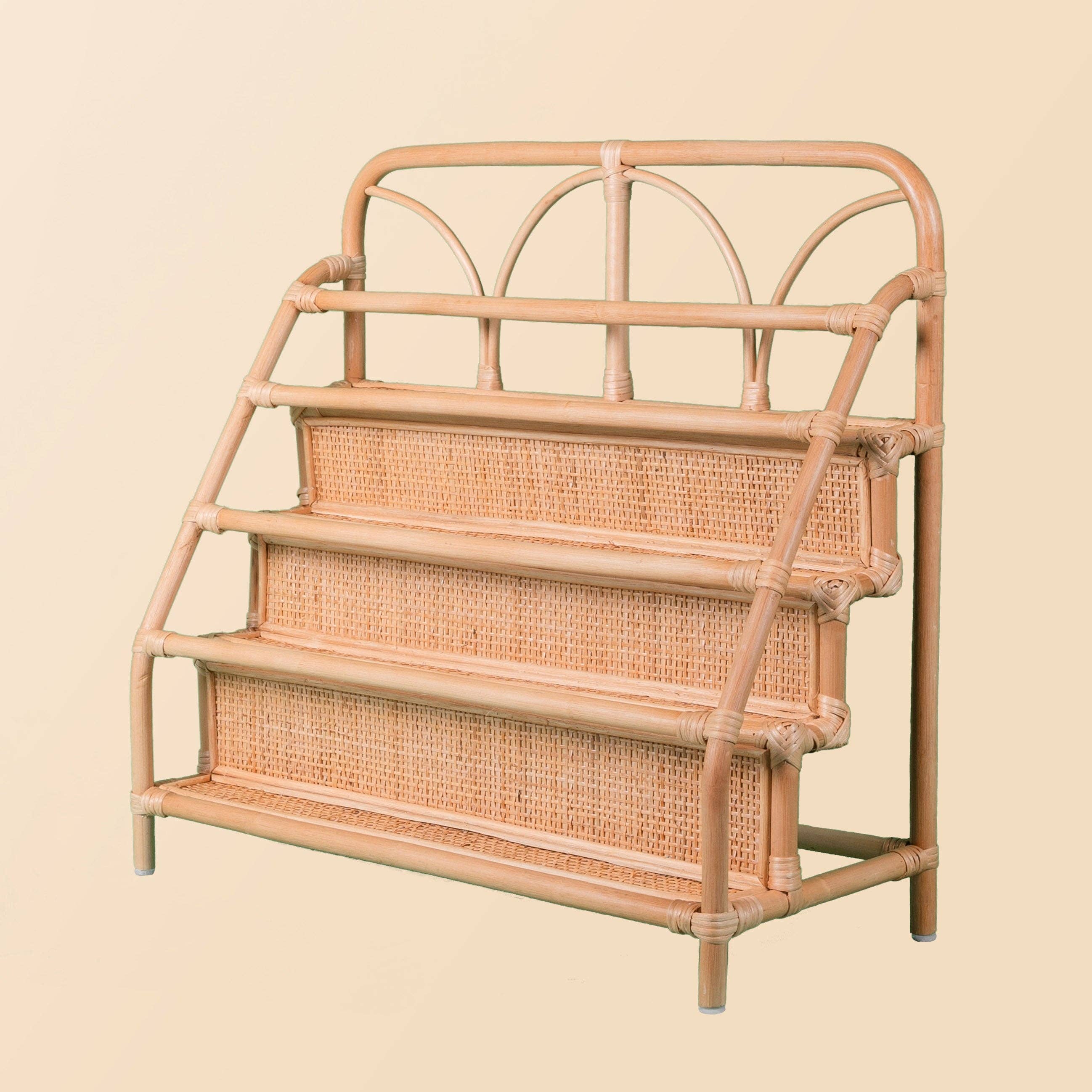 Handcrafted - Elena Kids Montessori Bookshelf -Rattan Wicker