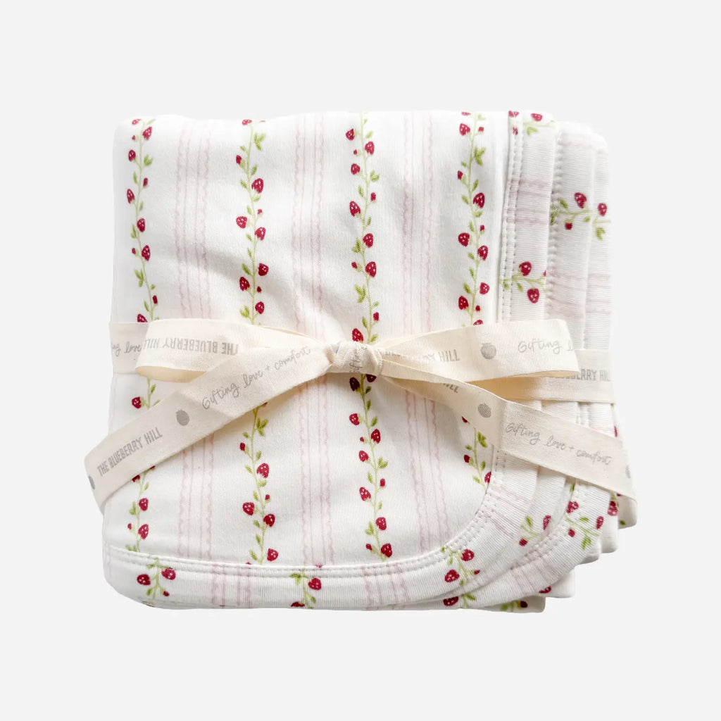 Organic Cotton Hooded Towel- Strawberry Stripe