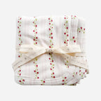 Organic Cotton Hooded Towel- Strawberry Stripe