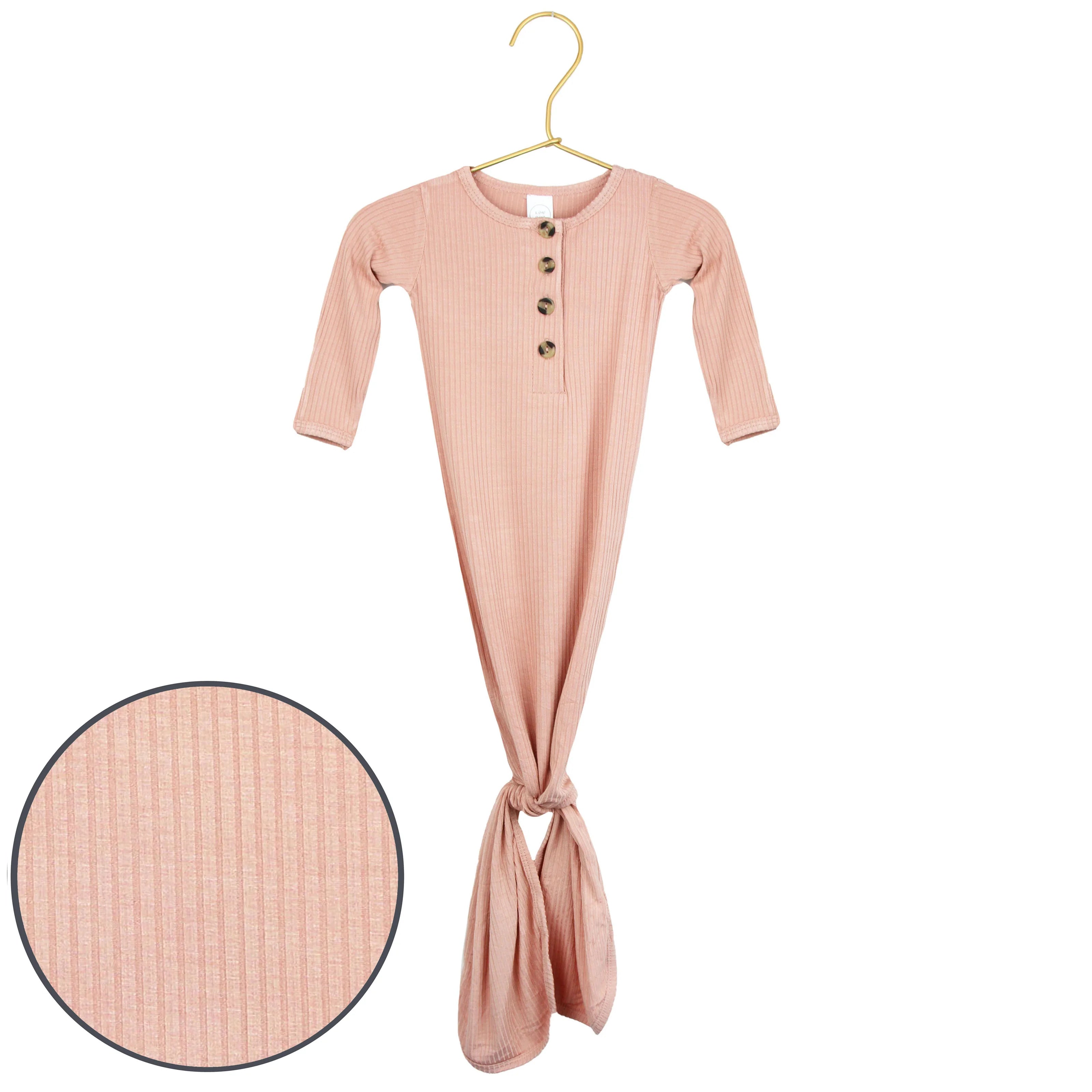 Audrey Ribbed Knotted Gown NB-3 Month