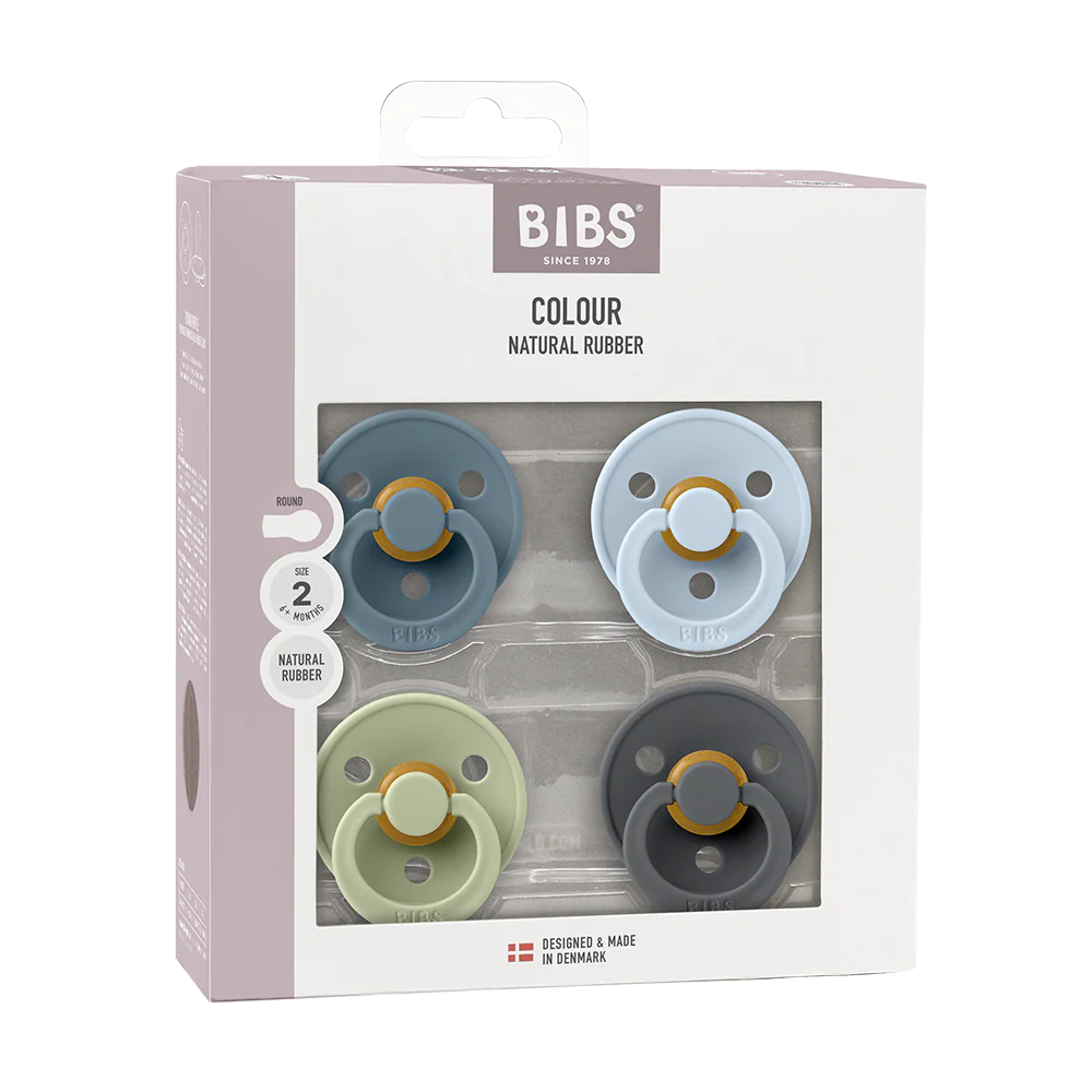 Colour 4 Pack Pacifiers- Petrol/Sage/Baby Blue/Iron