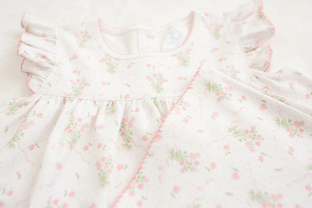 Pink Posies Flutter Sleeve Bubble