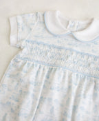 Fairway Toile Short Sleeve Smocked Bubble (Blue)