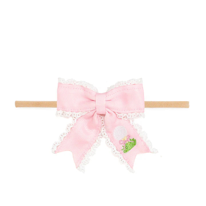 Golf Tee Embroidered Lace Bow Baby Headband