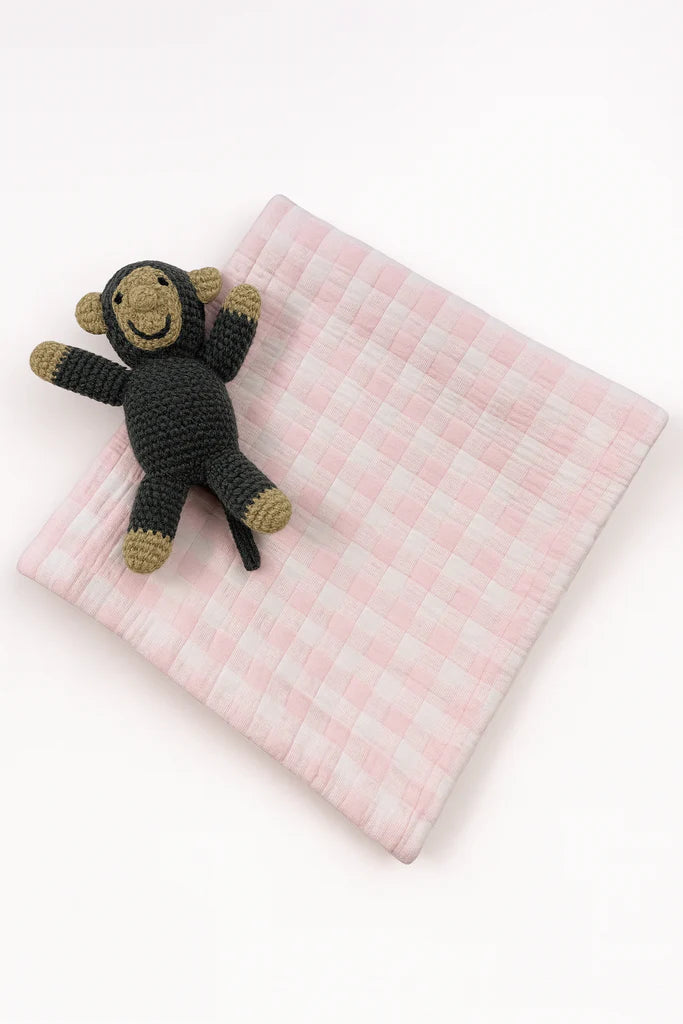 Pink Gingham Check Baby Blanket