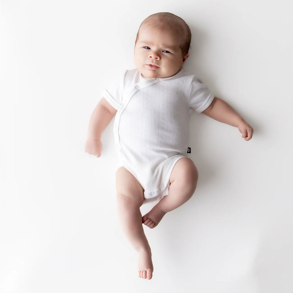 Pointelle Kimono Bodysuit in Cloud