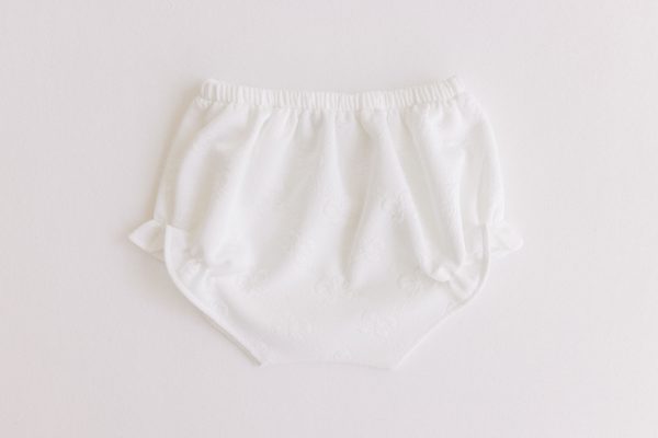 Diaper Cover- White Jacquard Bows