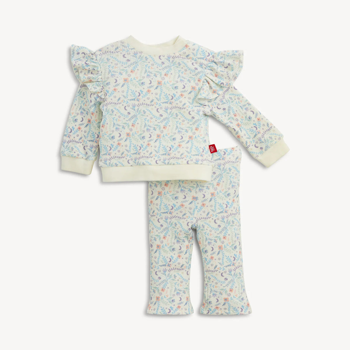 Waffle White Floral Two Piece