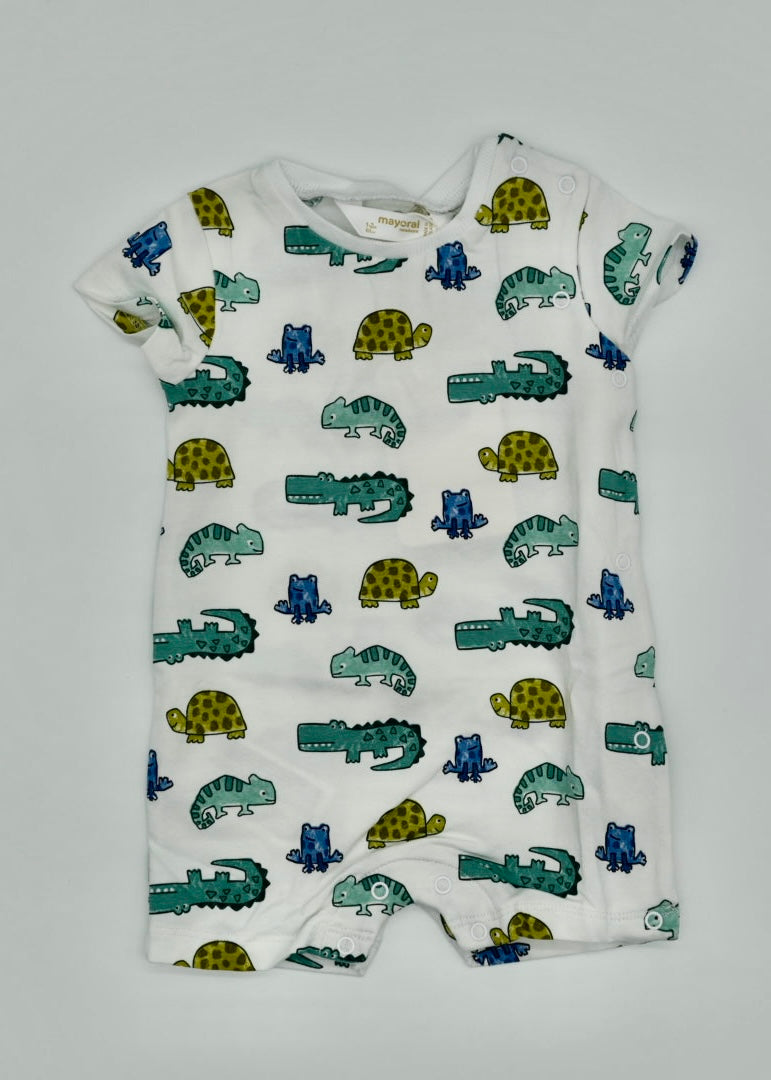 Short Sleeved Onesie- White with Reptiles