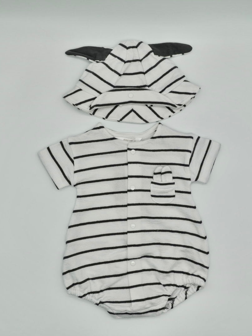 Striped Bunny Ears Romper and Hat