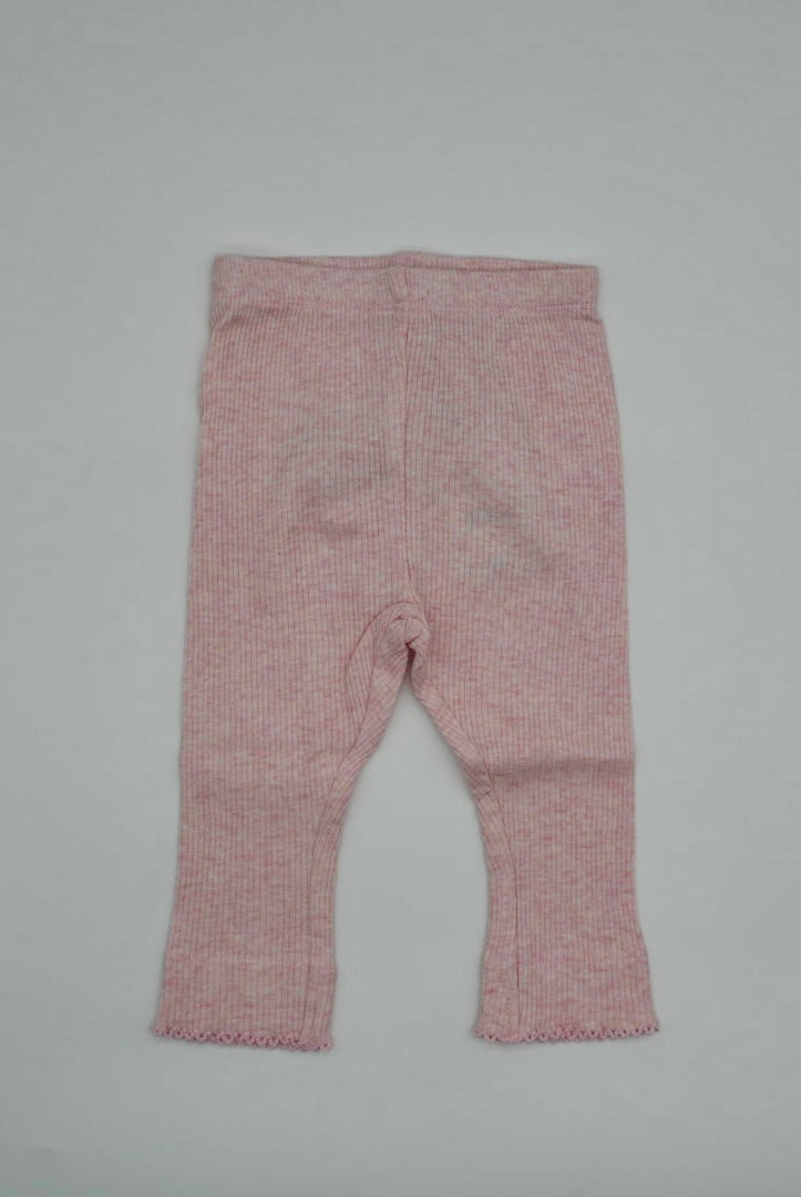 Melange Ribbed Leggings- Pink