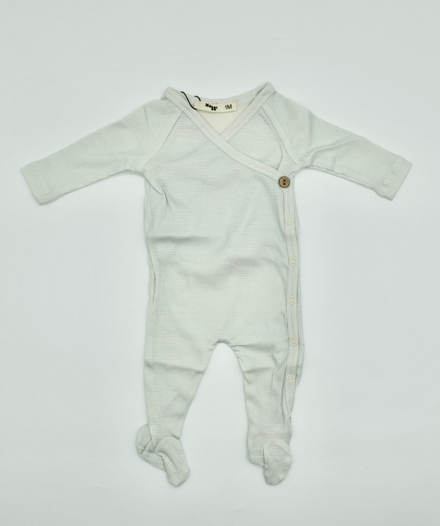 Bamboo Ribbed Striped Footie- Blue Stripe