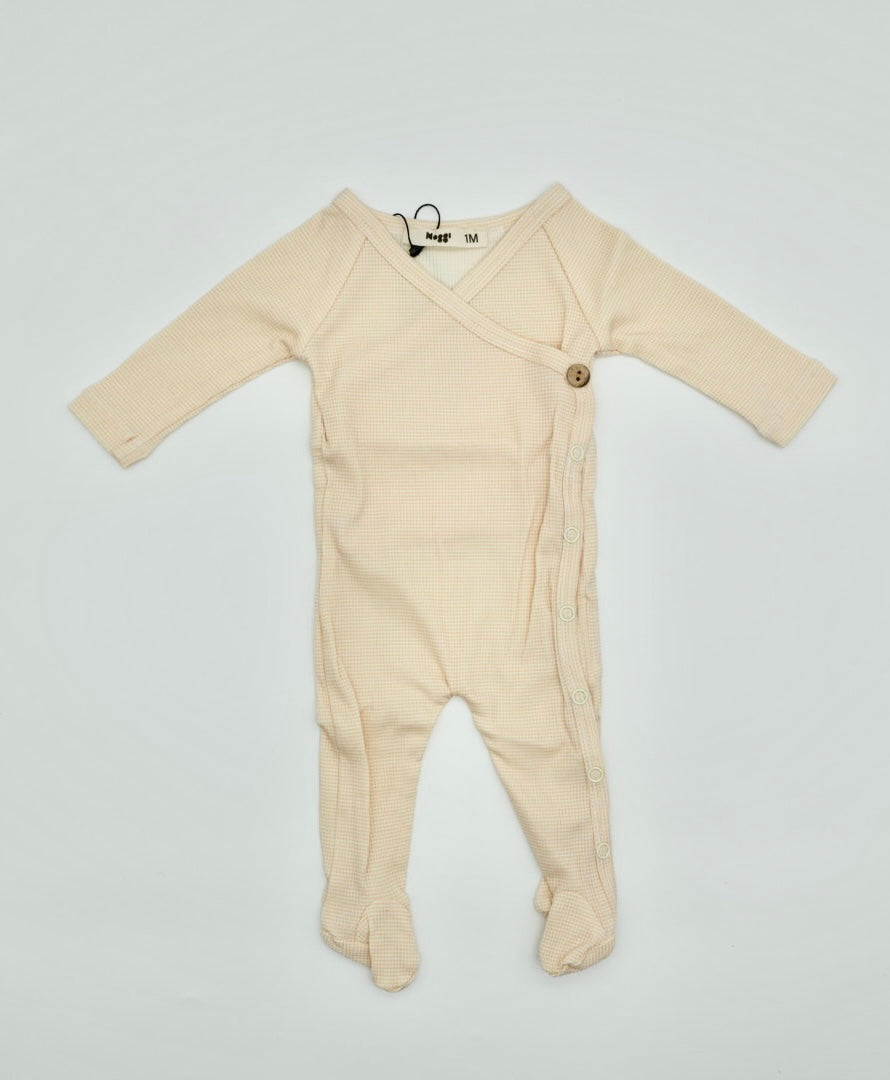 Bamboo Ribbed Striped Footie- Neutral Stripe