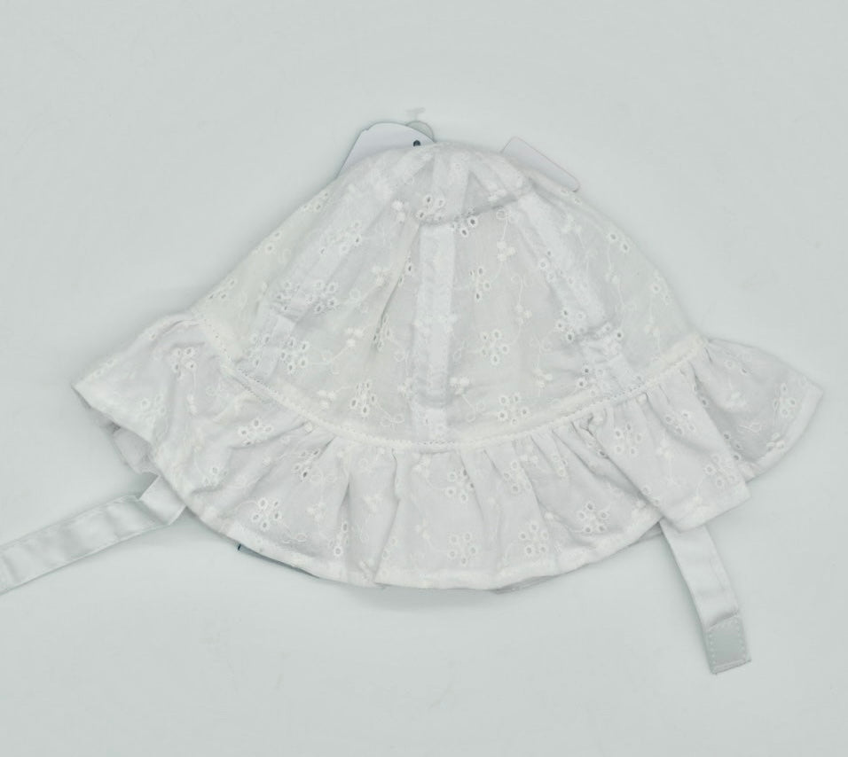 Reversible Ruffle Brim Hat- White