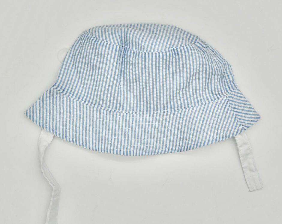 Reversible Bucket Hat- Blue Seersucker
