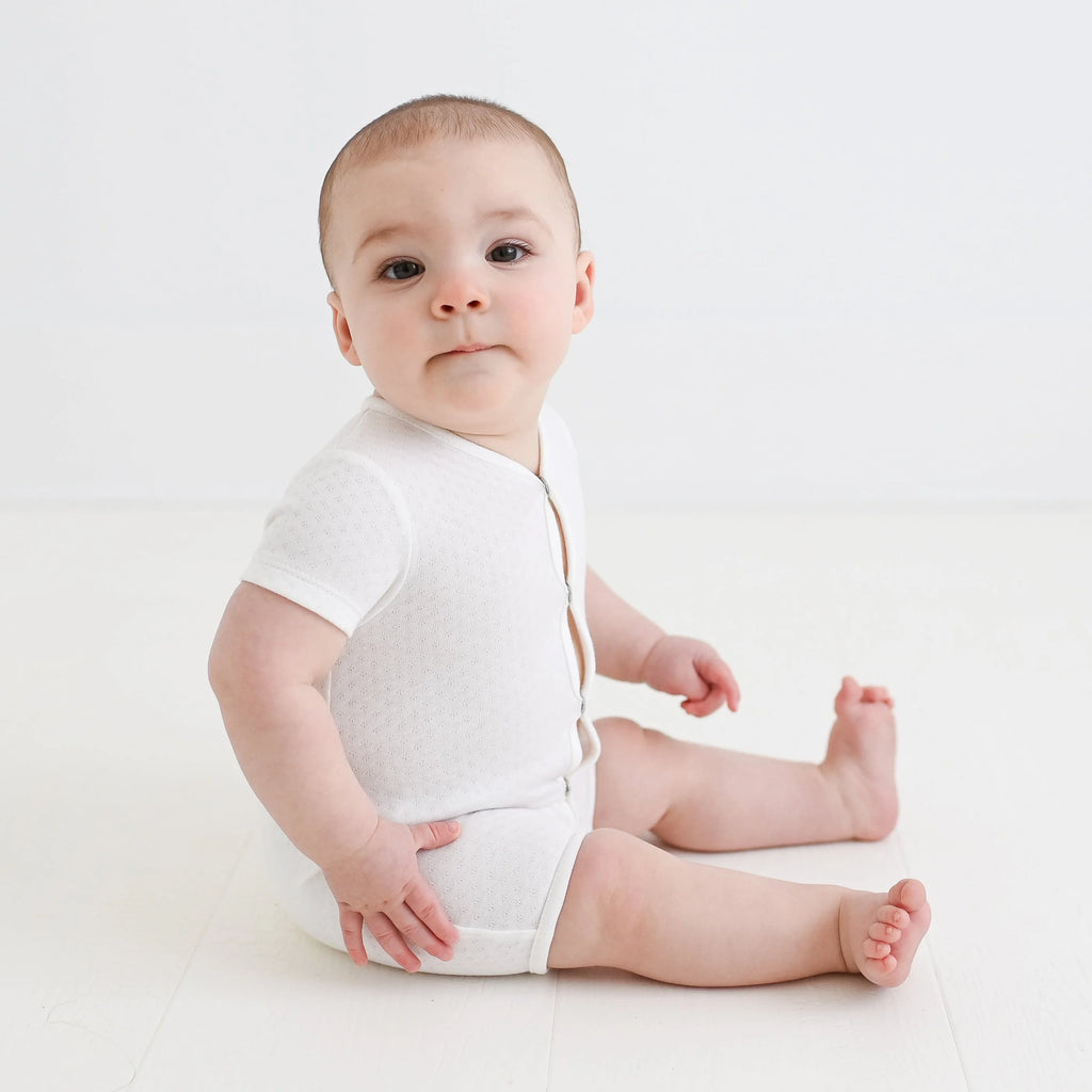 Pointelle Short Sleeve Coverall