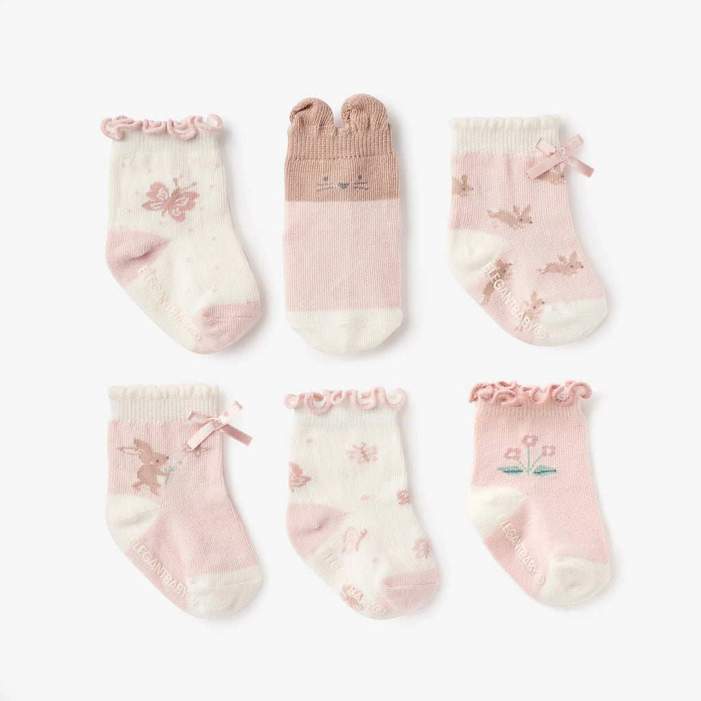 Garden Picnic Non-Slip Baby Socks, 6 pack