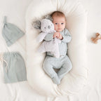 Pale Blue Organic Cotton Pointelle Layette 3 Piece Gift Set, NB