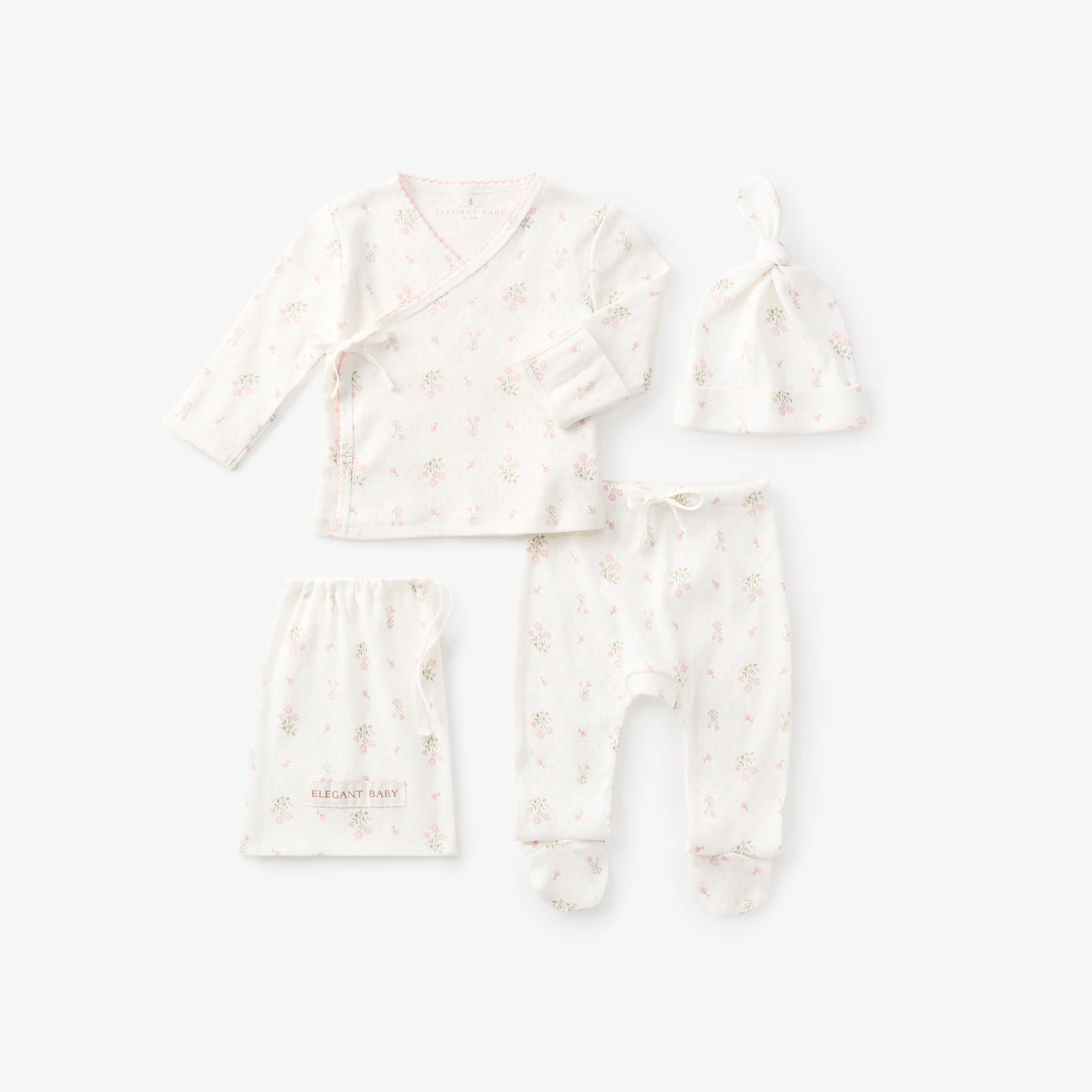 Folklore Floral Organic Cotton Pointelle Layette 3 Piece Set 0-3 Months