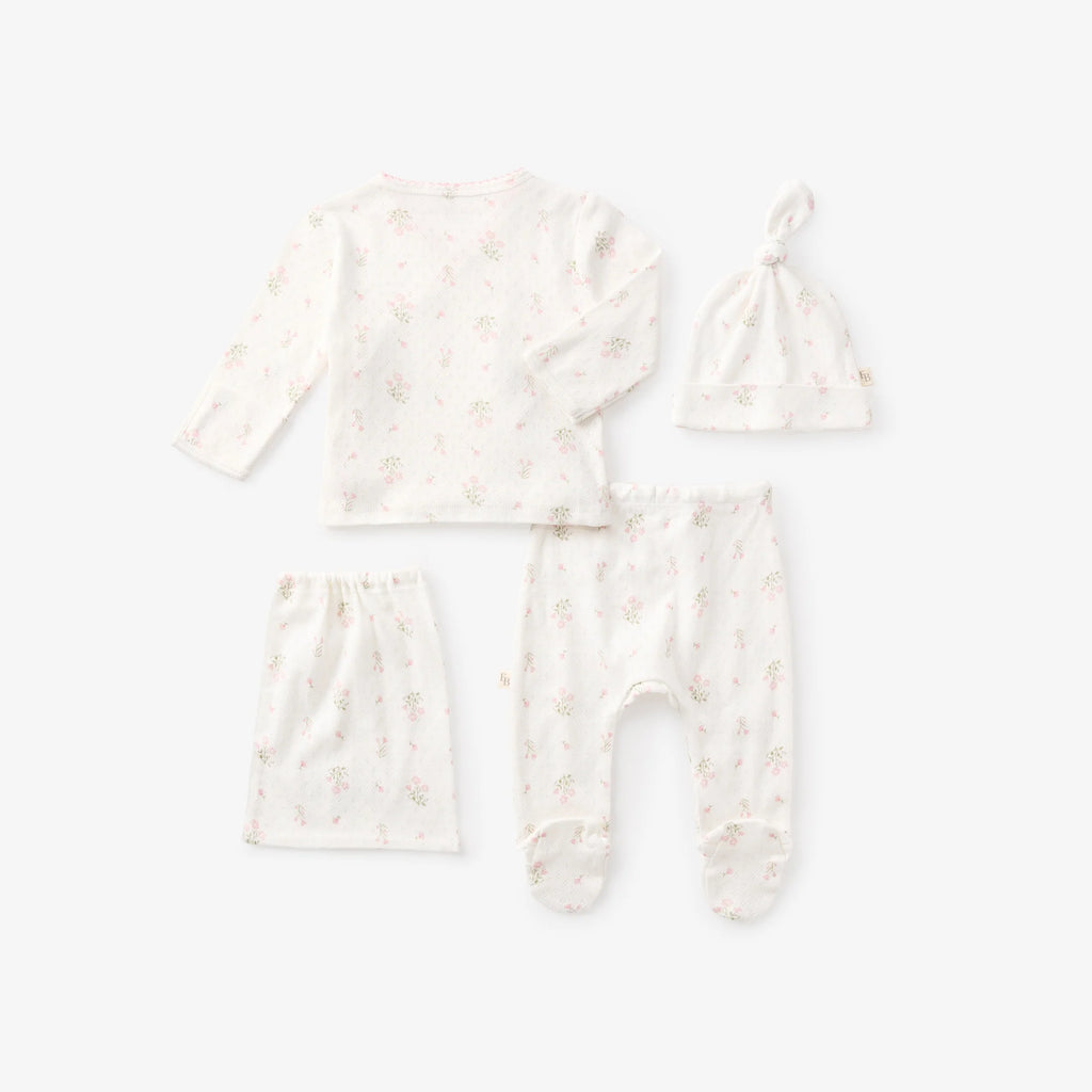 Folklore Floral Organic Cotton Pointelle Layette 3 Piece Set 0-3 Months