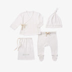 White Organic Cotton Pointelle Layette 3 Piece Gift Set, NB