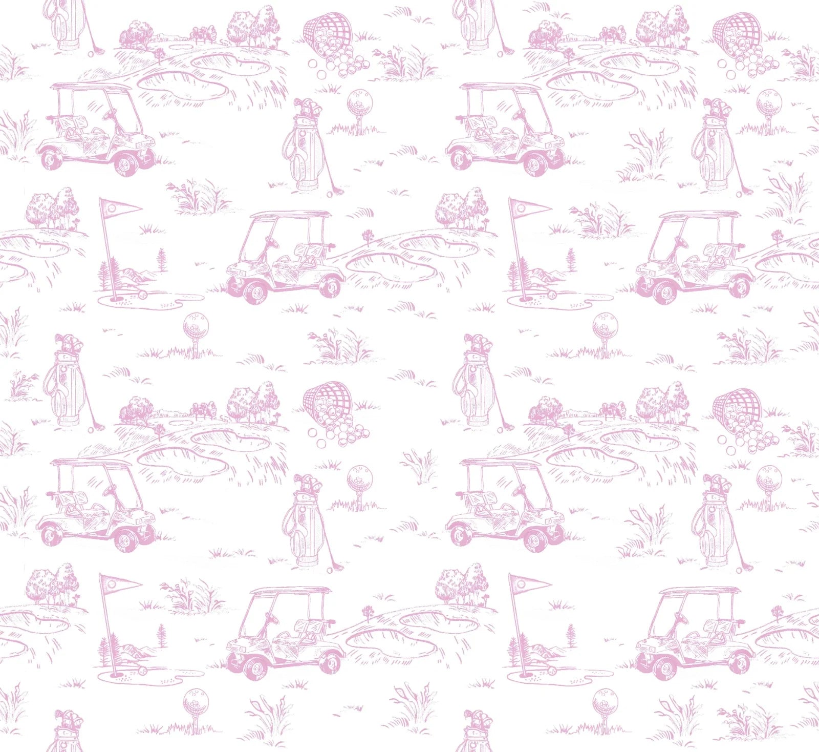 Fairway Toile Short Sleeve Smocked Bubble (Pink)