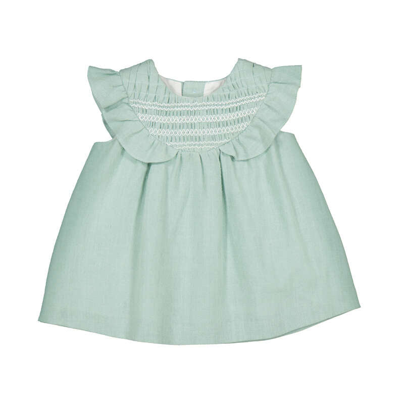 Aqua Dress with Smocking
