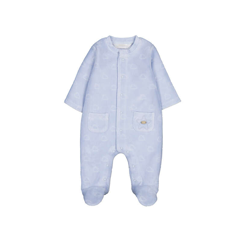 Blue Velour Footed Pajamas