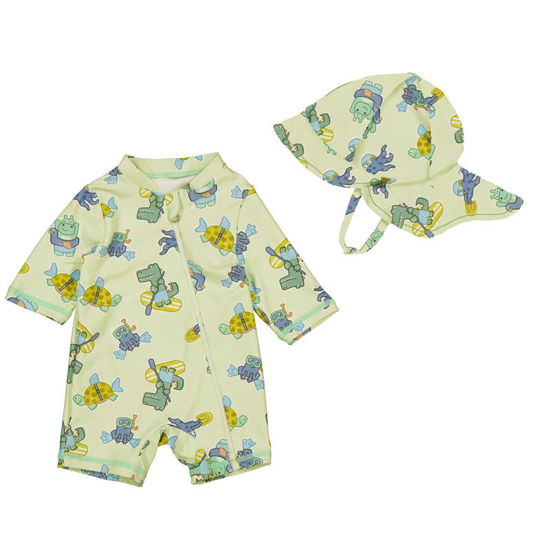 Green Bathing Bodysuit and Hat