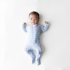 Zippered Footie in Gingham Breeze