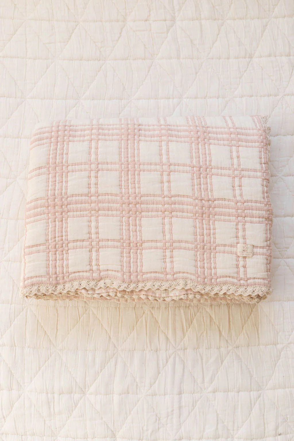 French Plaid Blanket- Petal