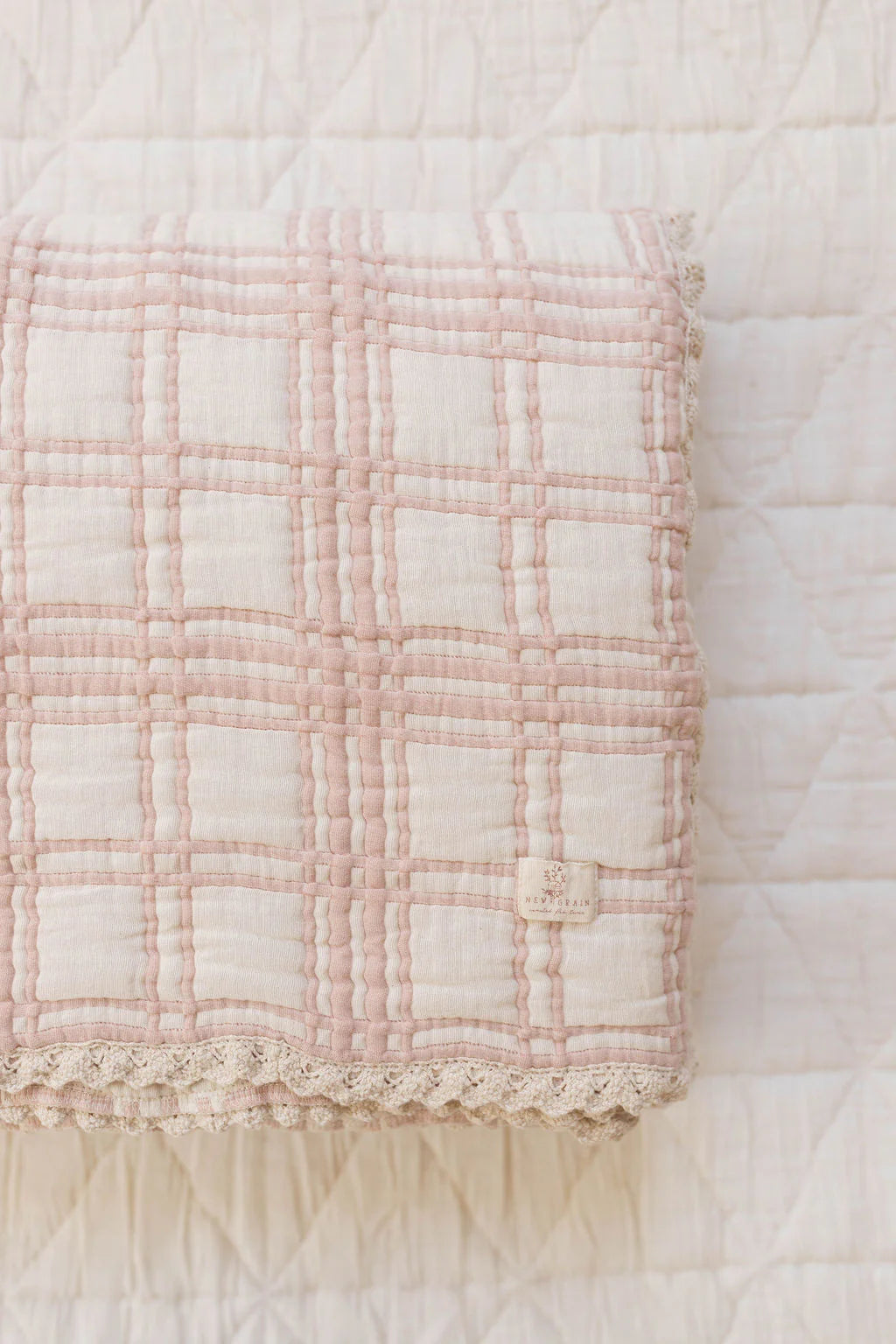 French Plaid Blanket- Petal