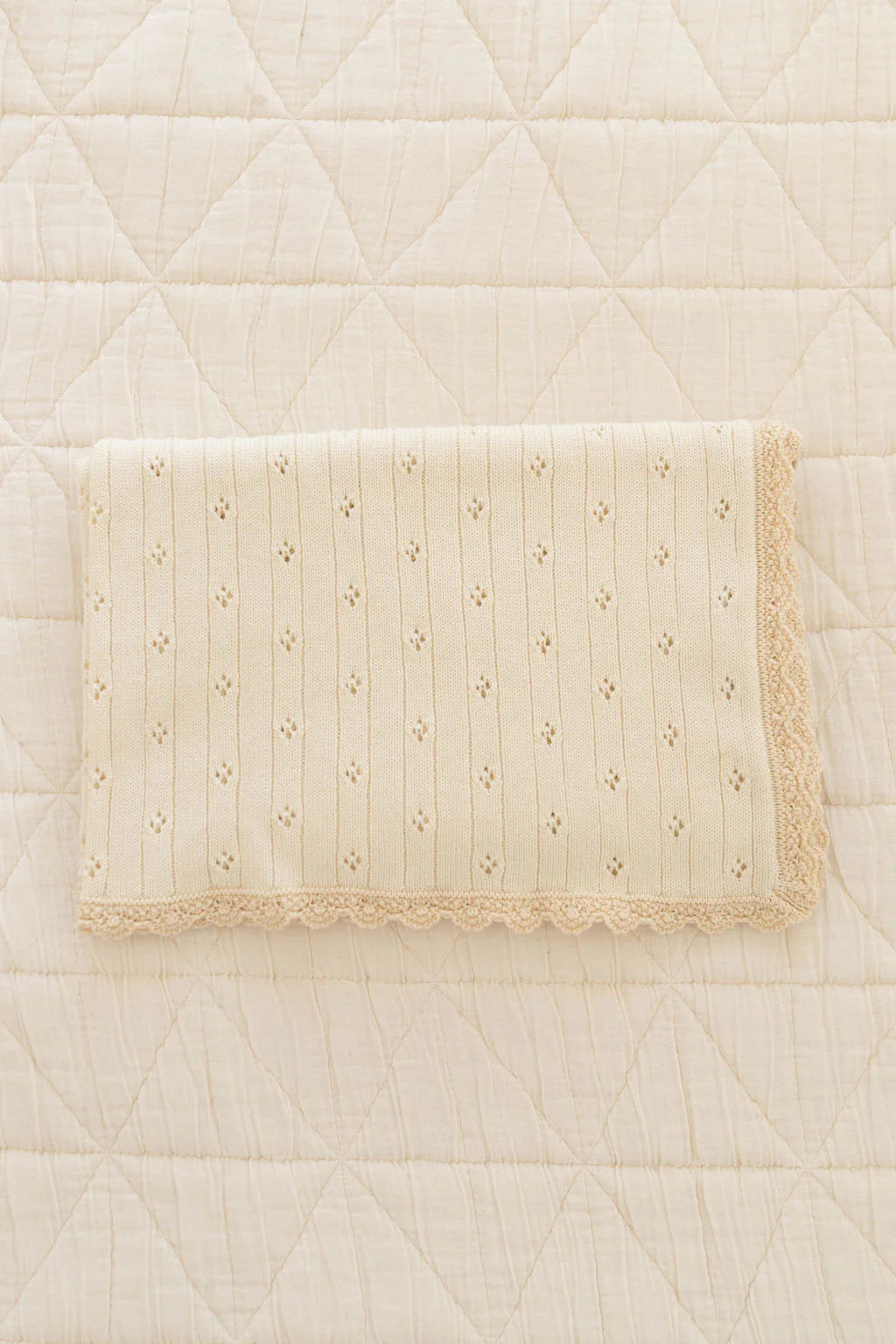 Knit Pointelle Blanket- Sugar