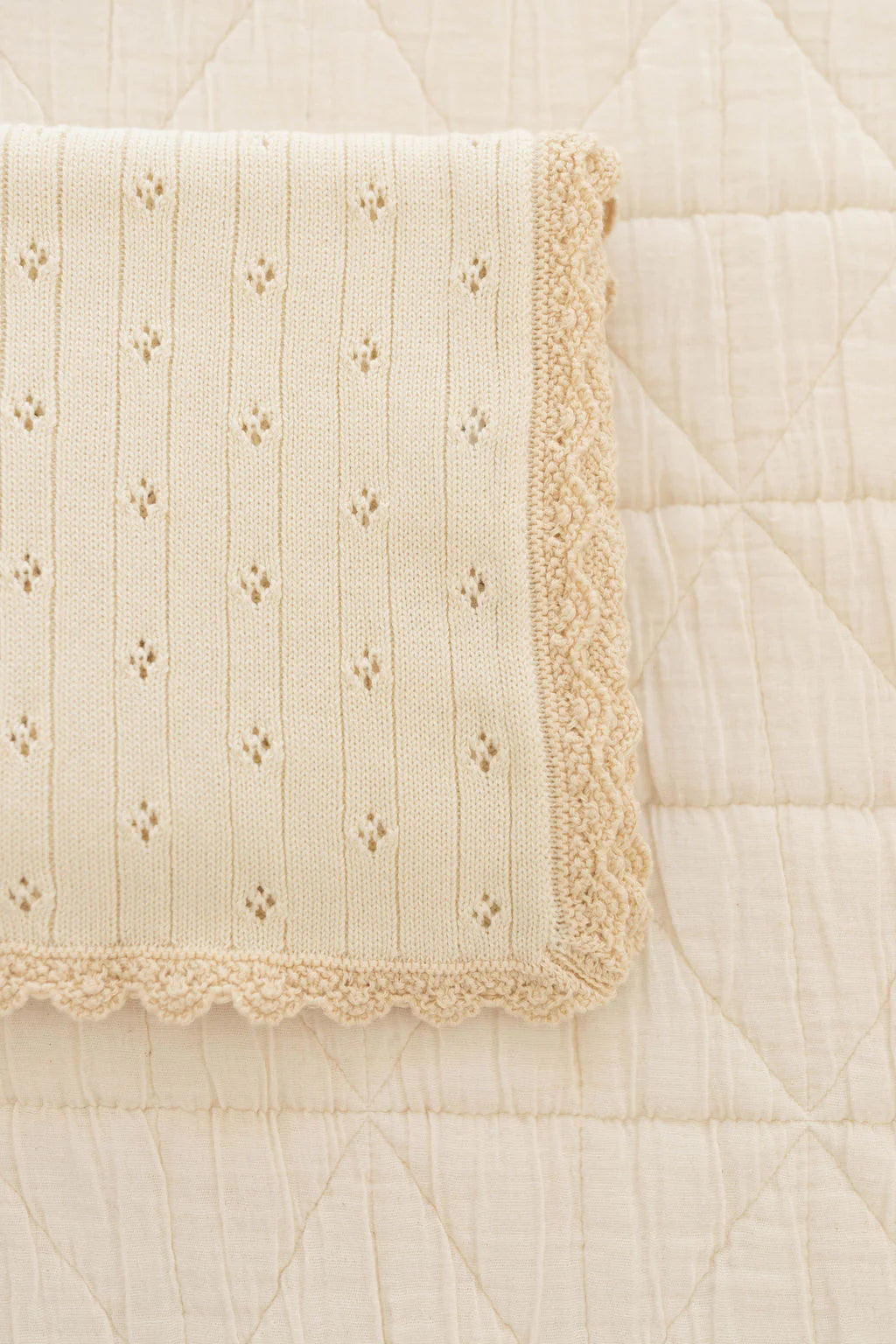 Knit Pointelle Blanket- Sugar