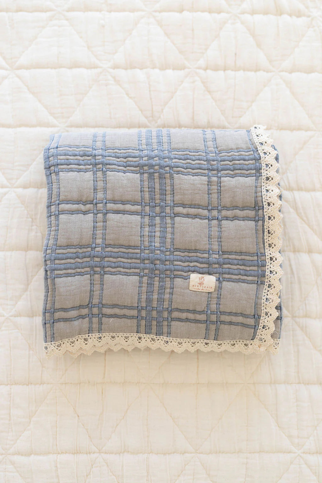French Plaid Quilt- Powder