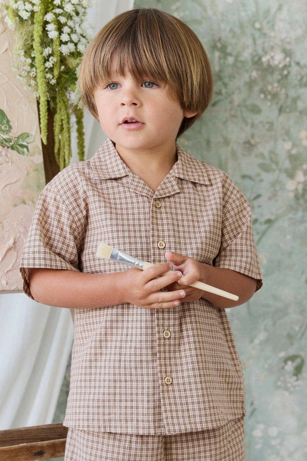 Organic Cotton Silas Shirt - Cabin Check Cocoa