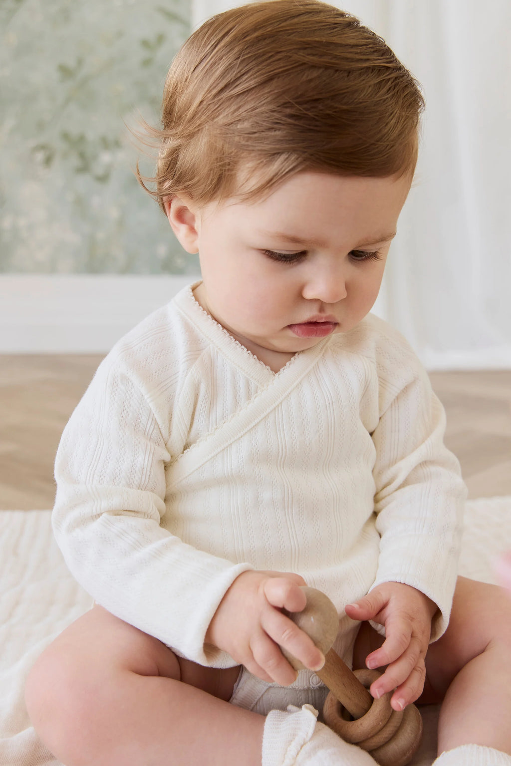 Organic Cotton Pointelle Marina Bodysuit- Parchment