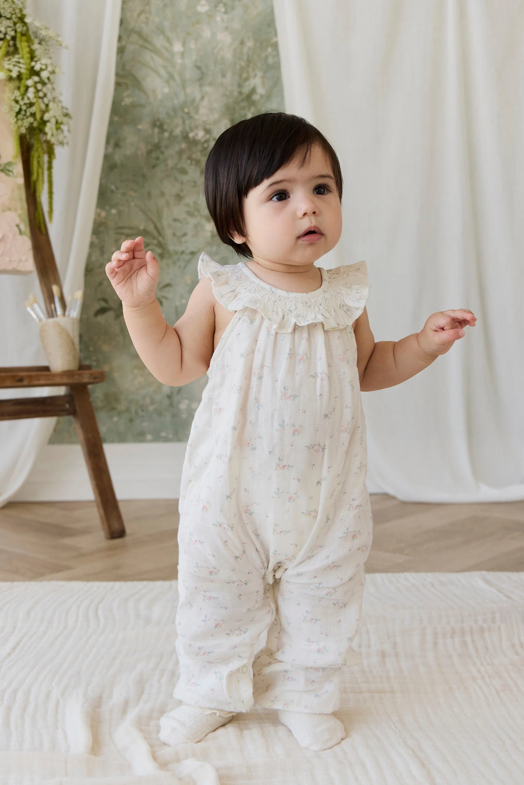 Organic Cotton Muslin Kodi Playsuit - Solange Snow