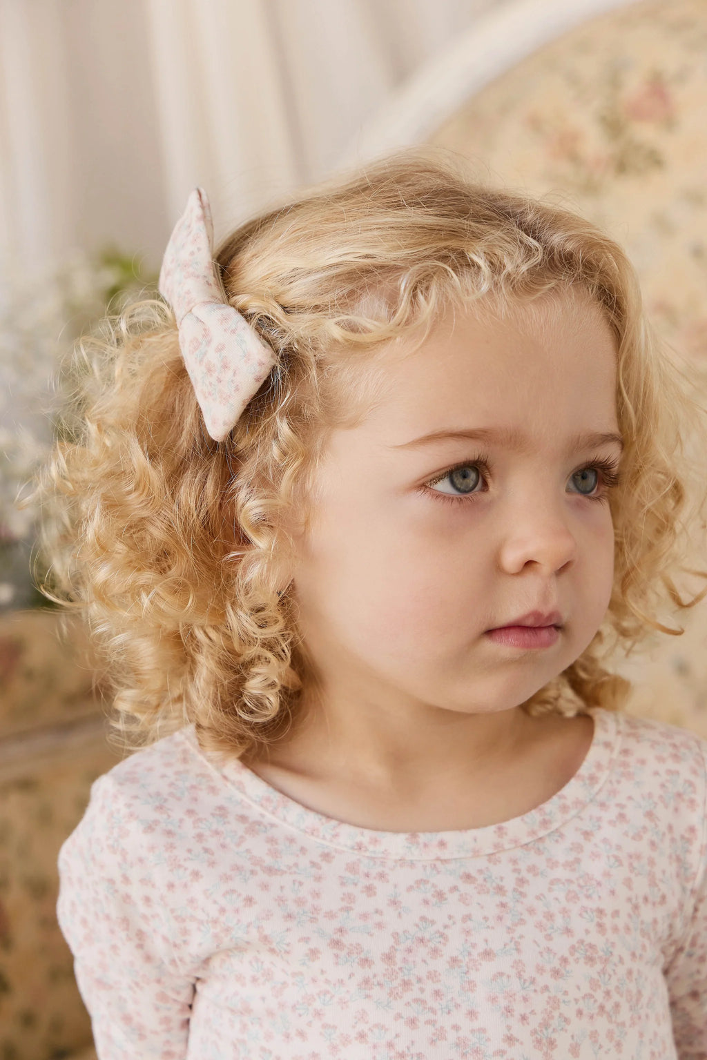 Organic Cotton Desiree Bow- Posy Milk