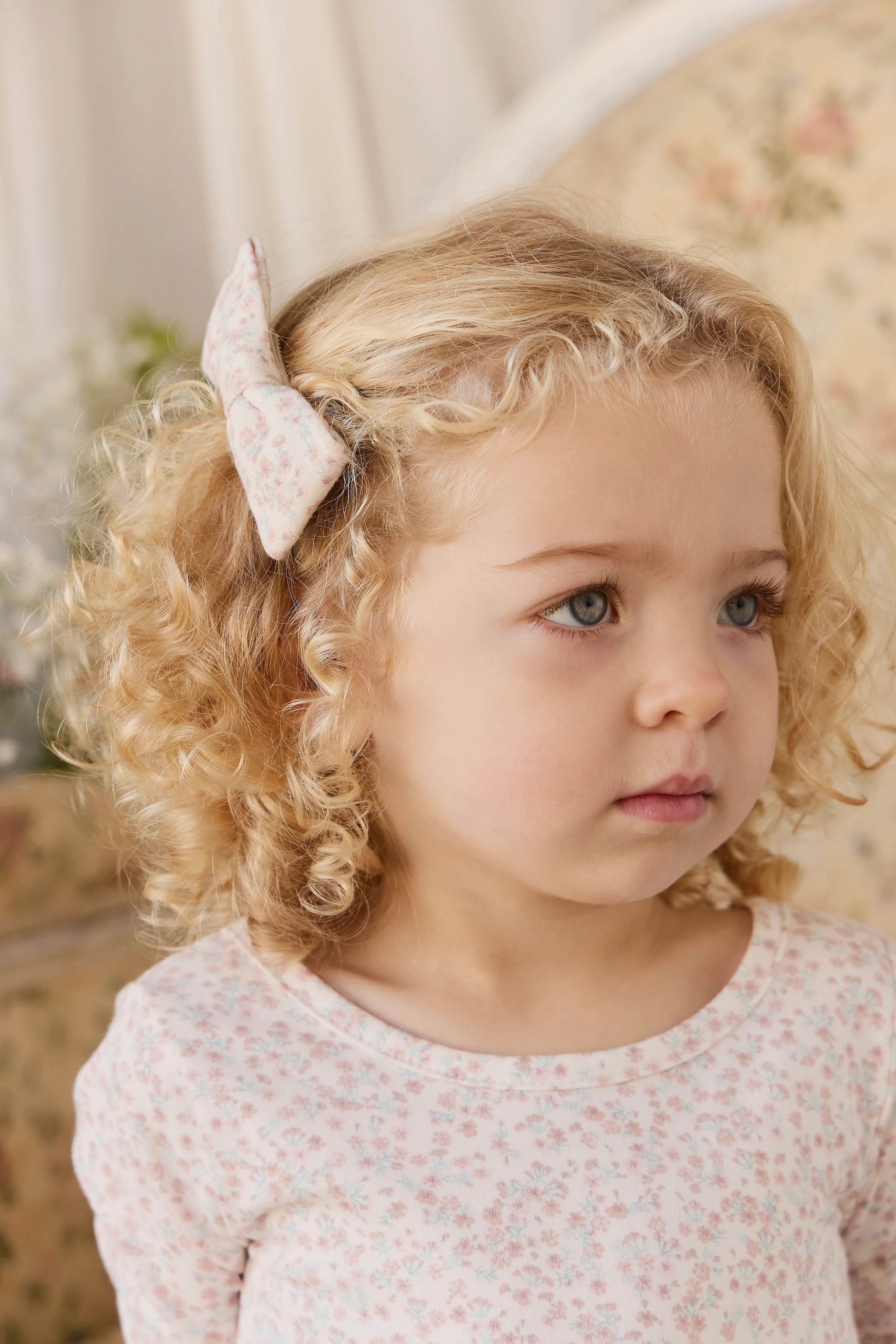 Organic Cotton Desiree Bow- Posy Milk