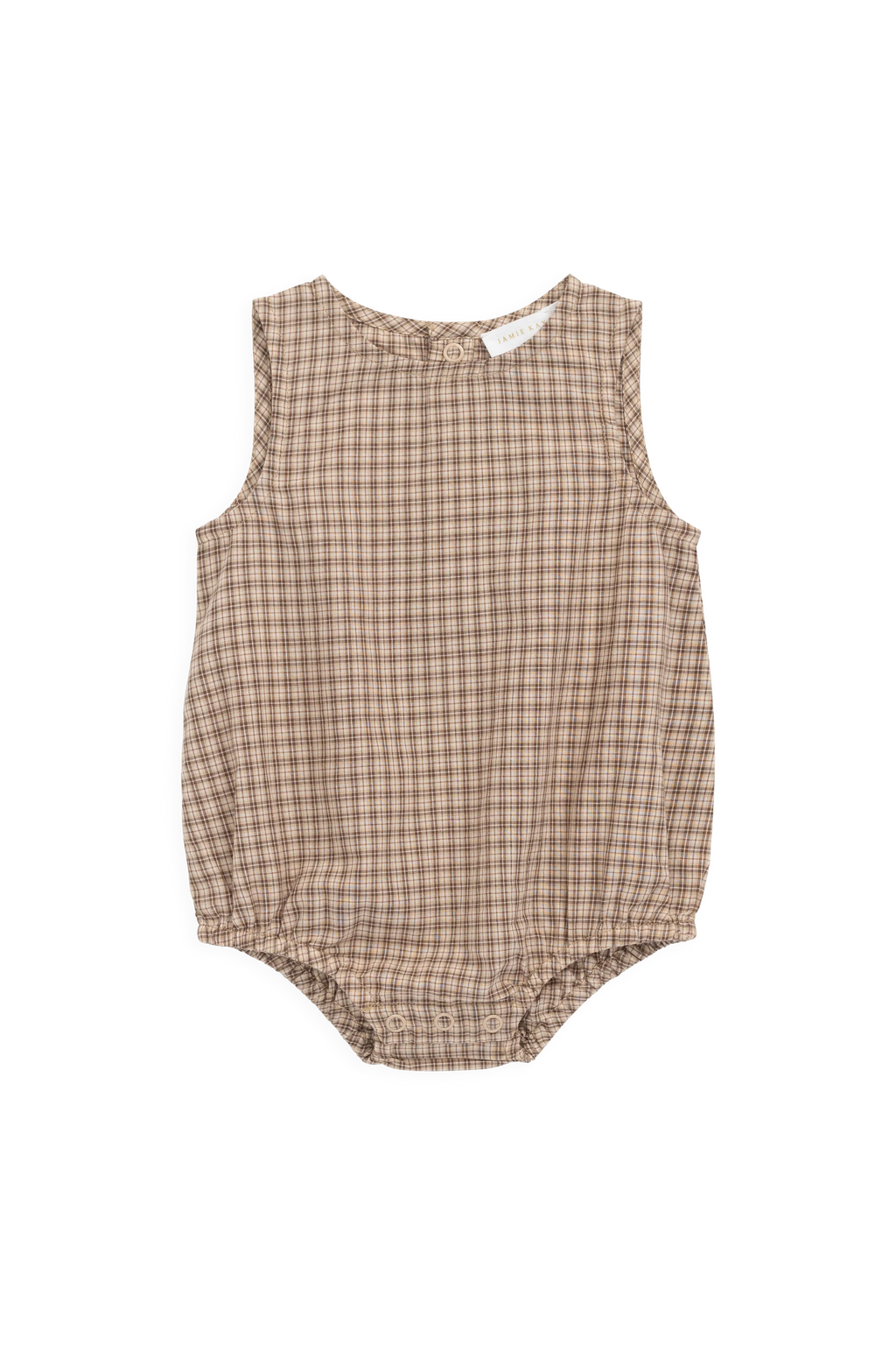 Organic Cotton Bentley Playsuit - Cabin Check Cocoa