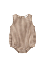 Organic Cotton Bentley Playsuit - Cabin Check Cocoa