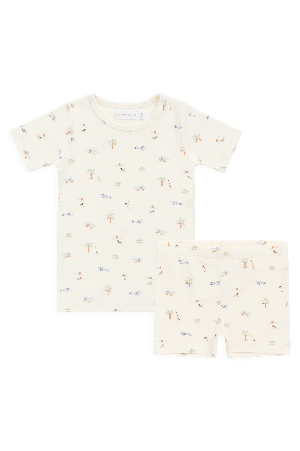 Organic Cotton Halston Short Sleeve Pyjama Set - Savannah Animals Tofu