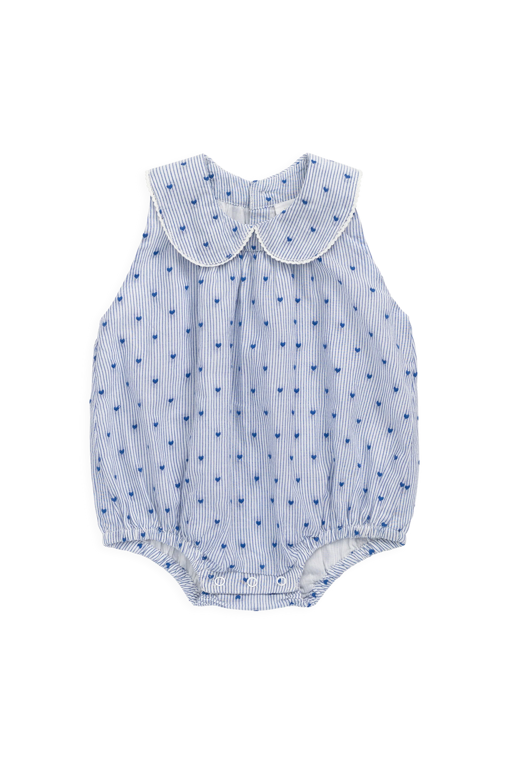 Organic Cotton Wisteria Playsuit - Mon Amour Stripe Indigo