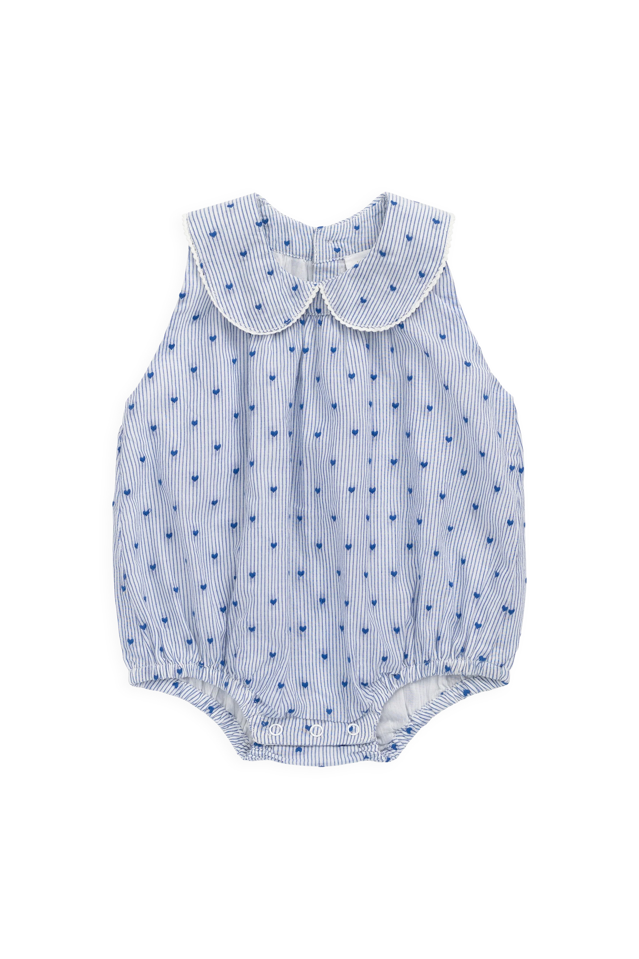 Organic Cotton Wisteria Playsuit - Mon Amour Stripe Indigo