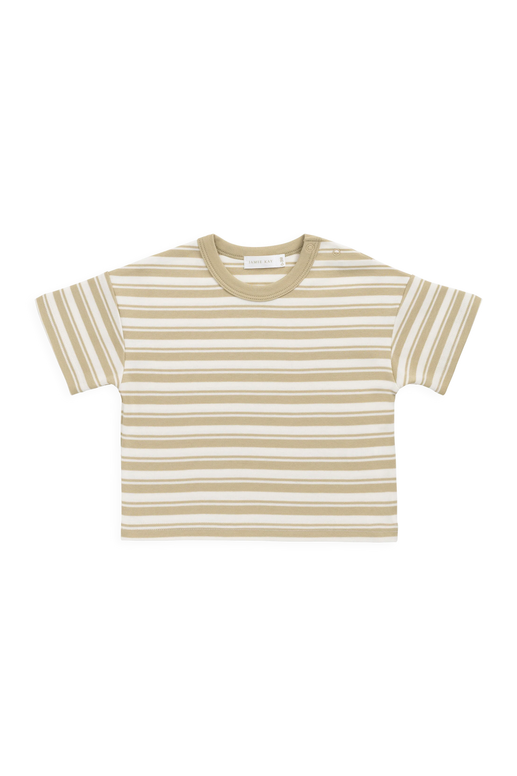 Pima Cotton Wesley Tee - Double Stripe Hay/Cloud