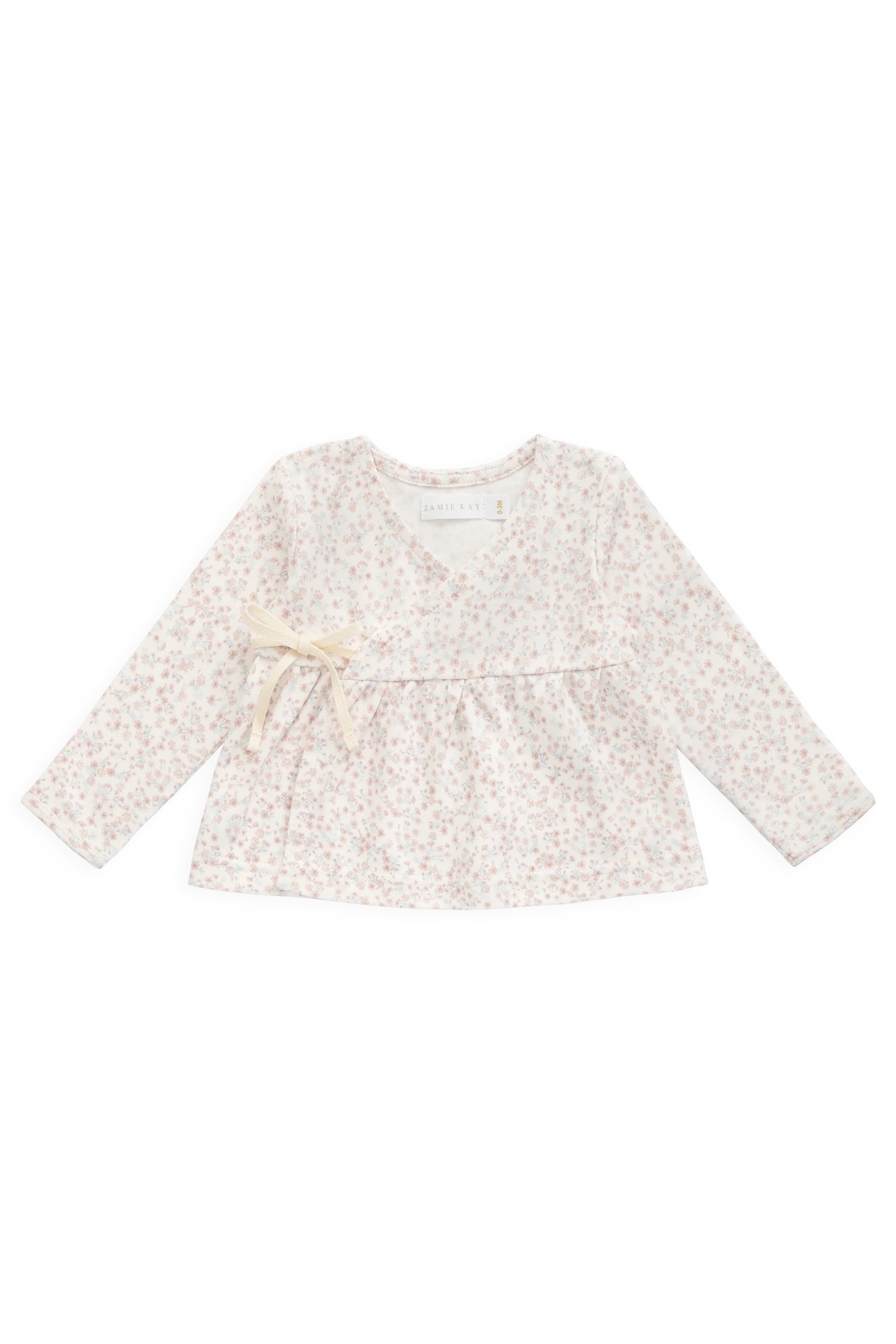 Organic Cotton Clemence Wrap Top- Posy Milk
