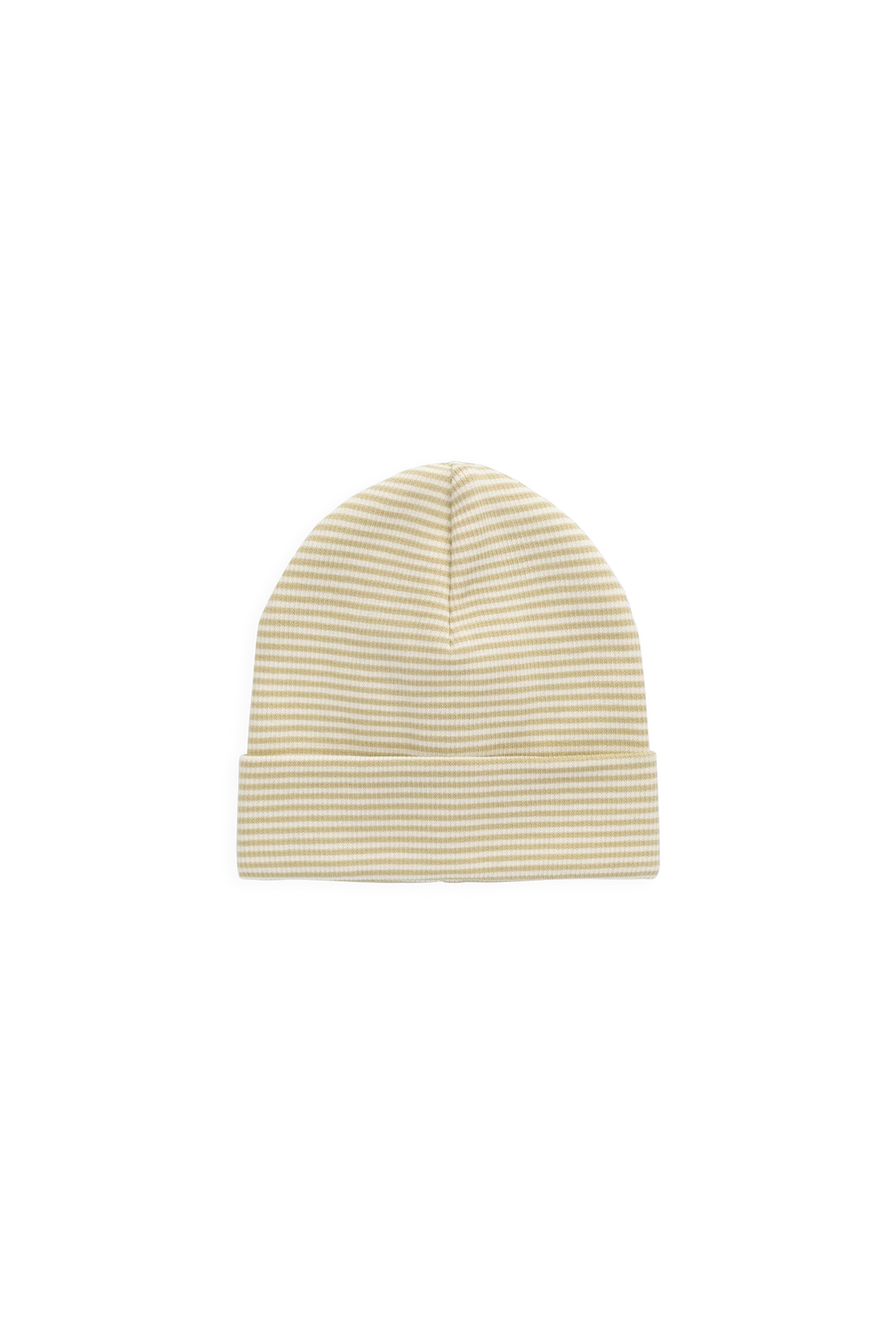 Organic Cotton Fine Rib Micah Beanie - Petite Stripe Hay/Cloud