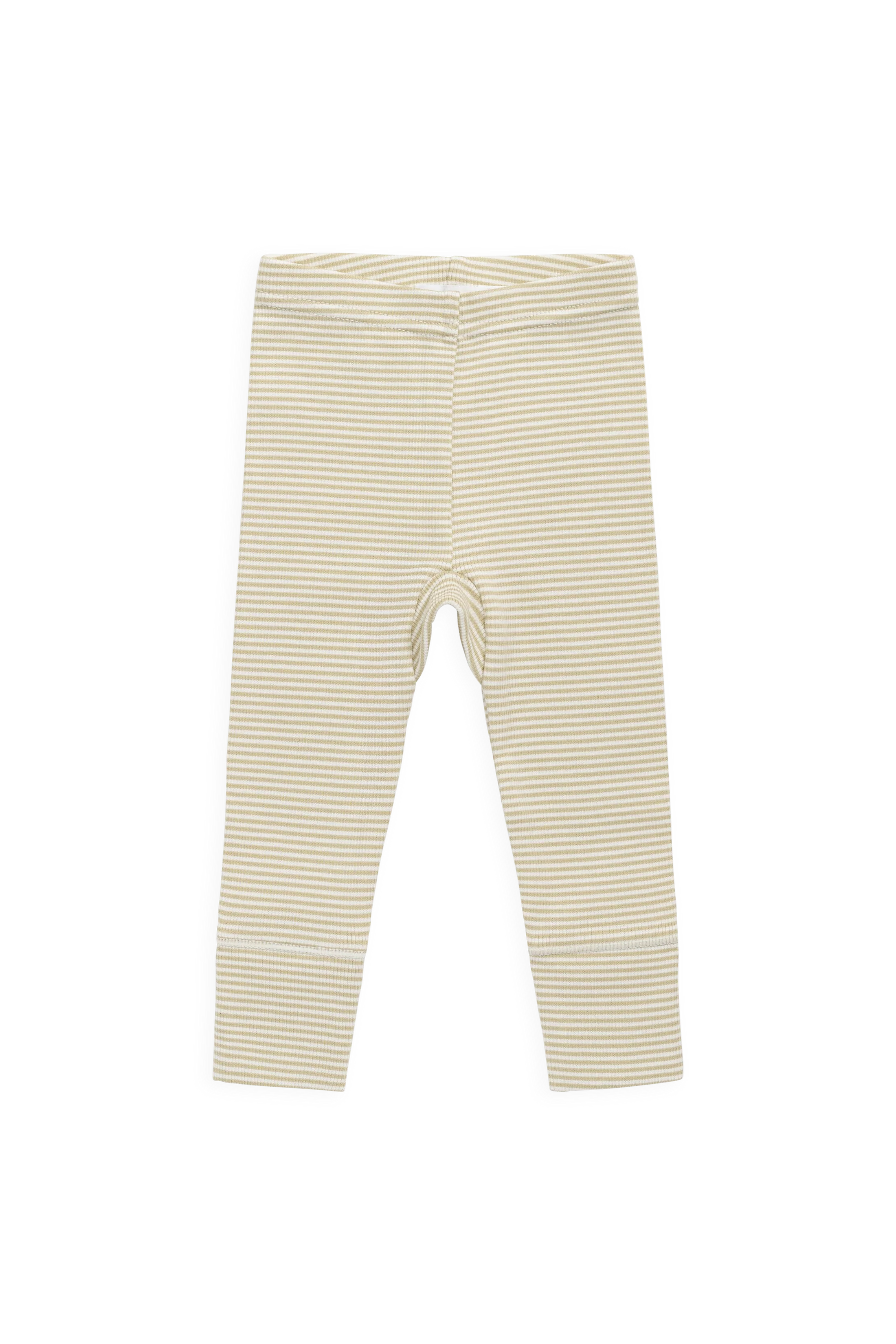 Organic Cotton Fine Rib Wiley Legging - Petite Stripe Hay/Cloud